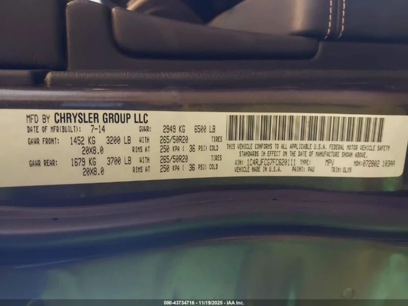 Jeep Grand cherokee 3.6L V-6 DOHC, VVT, 290HP 4X4 Drive, снимка 14 - Автомобили и джипове - 53100818