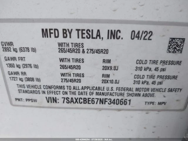 Tesla Model X Plaid Tri Motor All-Wheel Drive, снимка 16 - Автомобили и джипове - 55103204