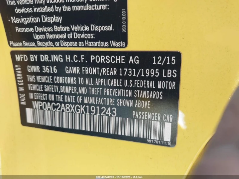 Porsche Cayman 3.8L H-6 DI, DOHC, VVT, 385HP Rear Wheel Drive, снимка 13 - Автомобили и джипове - 52938691