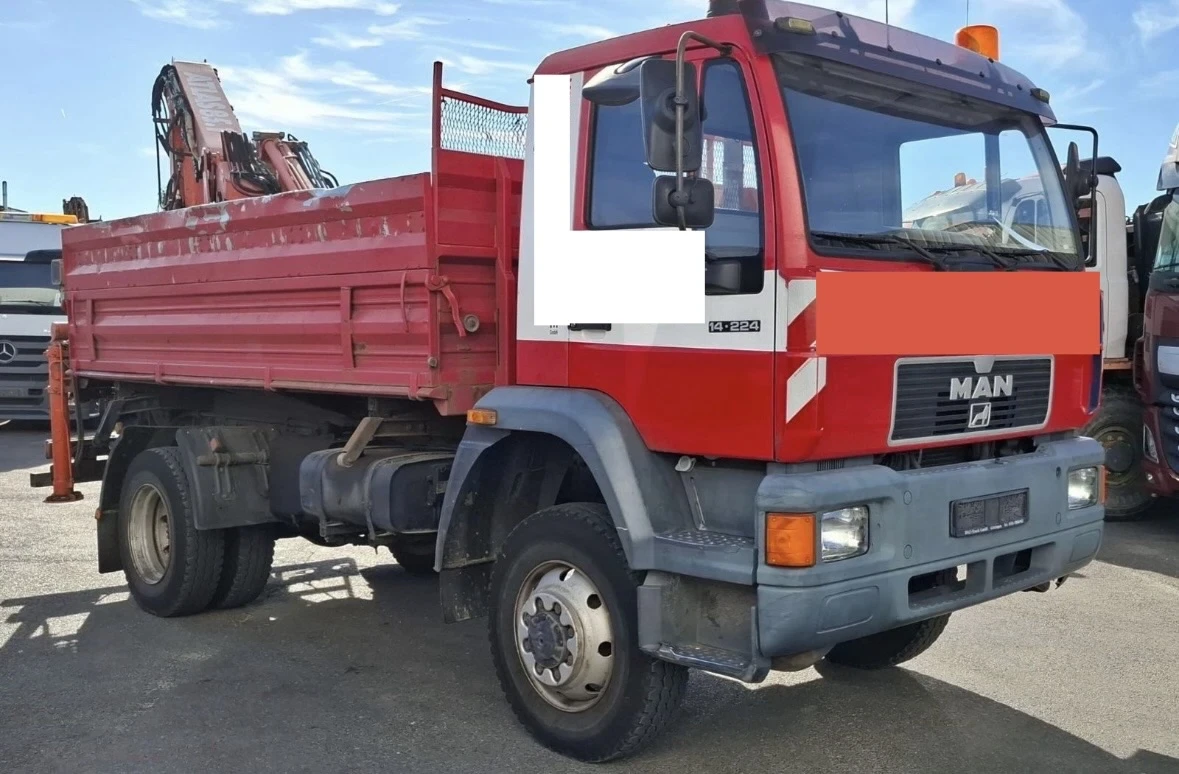 Man 14.224 Самосвал с кран и дистанционно, снимка 3 - Камиони - 56128171