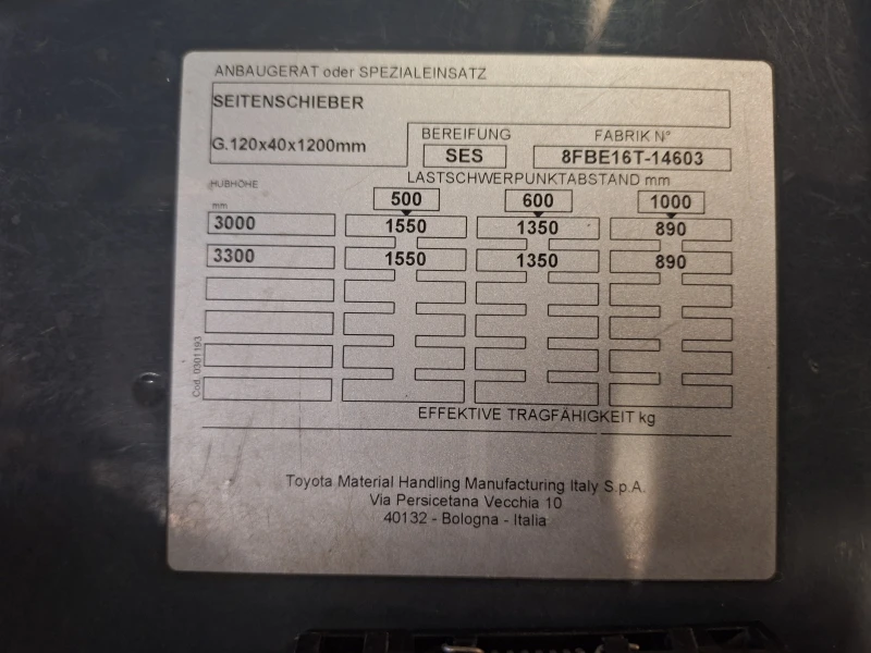 Електрокар Toyota 8FBE16T, снимка 11 - Индустриална техника - 53167272