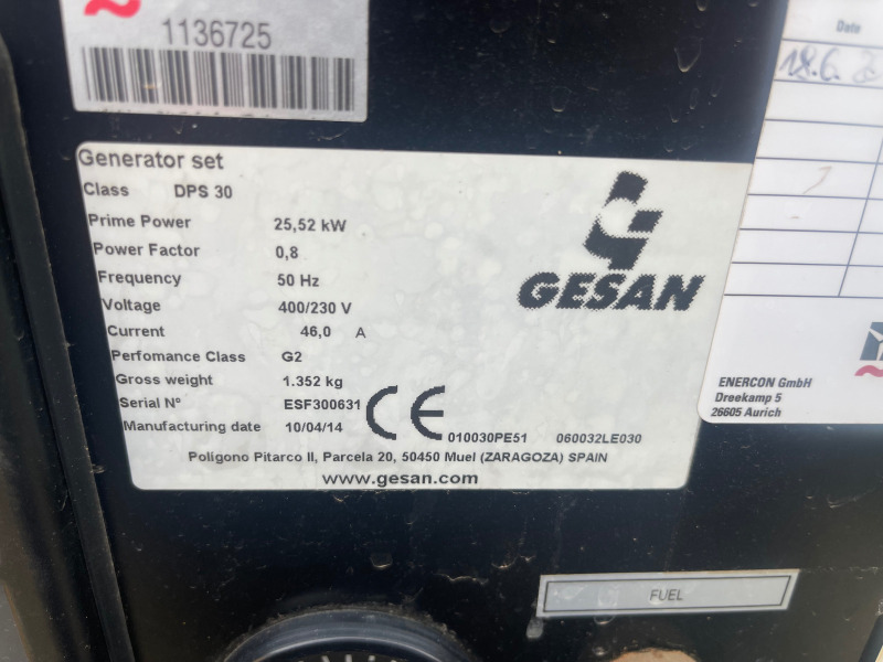 Допълнително оборудване Електроагрегат Генератор Gesan 30 kva, снимка 7 - Индустриална техника - 45195312