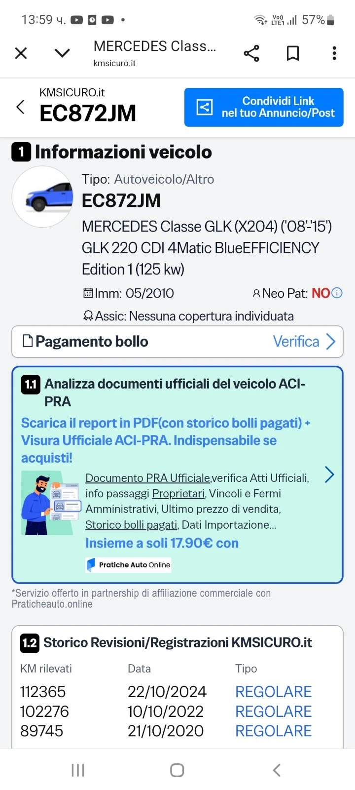 Mercedes-Benz GLK 116000км.ИТАЛИЯ, НОВ ВНОС, EVRO 5A, снимка 15 - Автомобили и джипове - 52824747