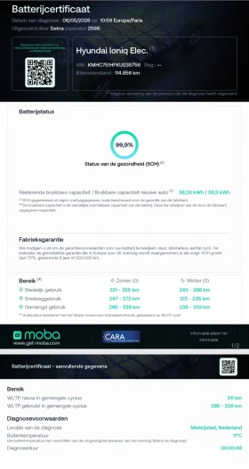 Hyundai Ioniq 38 kWh Comfort 99.9% SOH Electric   , снимка 17