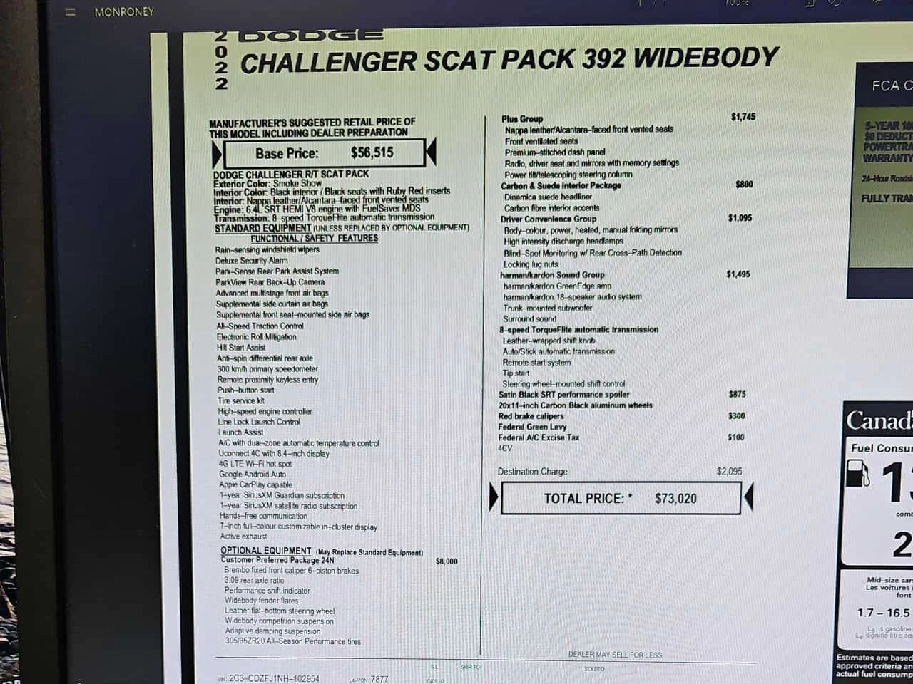 Dodge Challenger * Scat Pack 392 Widebody * CARFAX * , снимка 17 - Автомобили и джипове - 56184165