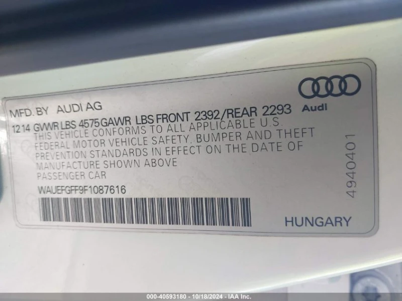 Audi A3 2.0L I-4 DI, DOHC, VVT, TURBO, 220HP All Wheel Dri, снимка 13 - Автомобили и джипове - 48312201