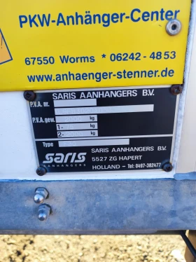 За автомобил Други Saris Aanhangers BV (NL) , снимка 8 - Ремаркета - 48370829