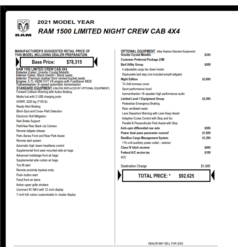 Dodge RAM 1500 Limited Night Edition, снимка 8 - Автомобили и джипове - 53385991