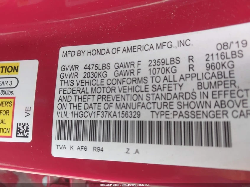 Honda Accord 1.5L I-4 DI, DOHC, VVT, TURBO, 192HP Front Wheel, снимка 9 - Автомобили и джипове - 53939507