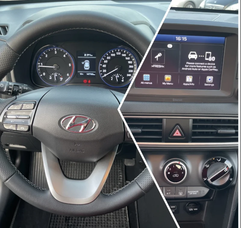 Hyundai Kona 1.6CRDI-LED-CARPLAY-КАМЕРА-ОБСЛУЖЕН, снимка 13 - Автомобили и джипове - 52635077