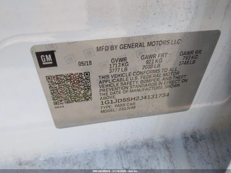 Chevrolet Bolt 1.8L I-4 DOHC, VVT, 138HP Front Wheel Drive, снимка 9 - Автомобили и джипове - 53342864