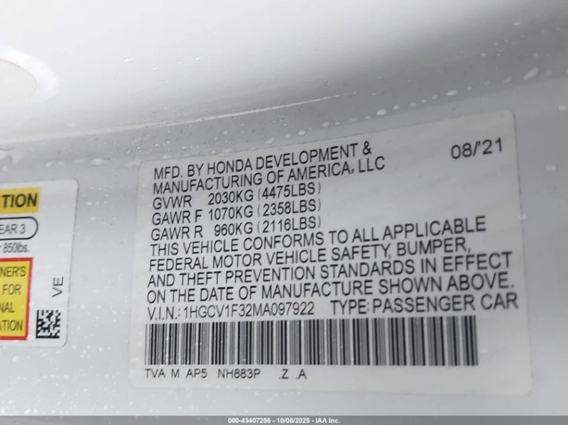 Honda Accord 1.5L I-4 DI, DOHC, VVT, TURBO, 192HP Front Wheel, снимка 14 - Автомобили и джипове - 52954198