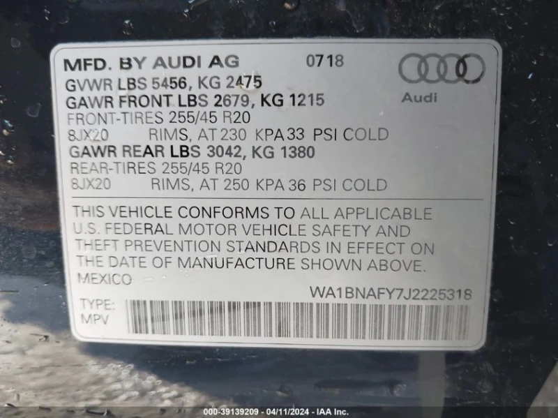 Audi Q5 2.0L I-4 DI, DOHC, VVT, TURBO, 252HP All Wheel Dri, снимка 13 - Автомобили и джипове - 48163775