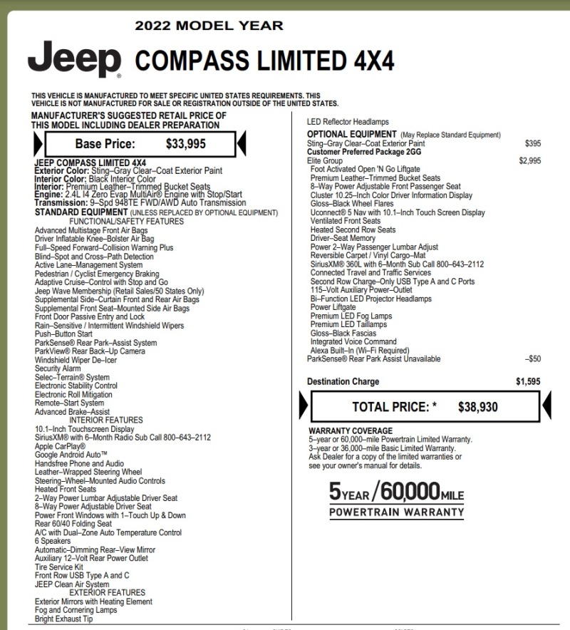 Jeep Compass LIMITED* Обдухване* Подгрев* CarPlay* LED, снимка 17 - Автомобили и джипове - 45126707