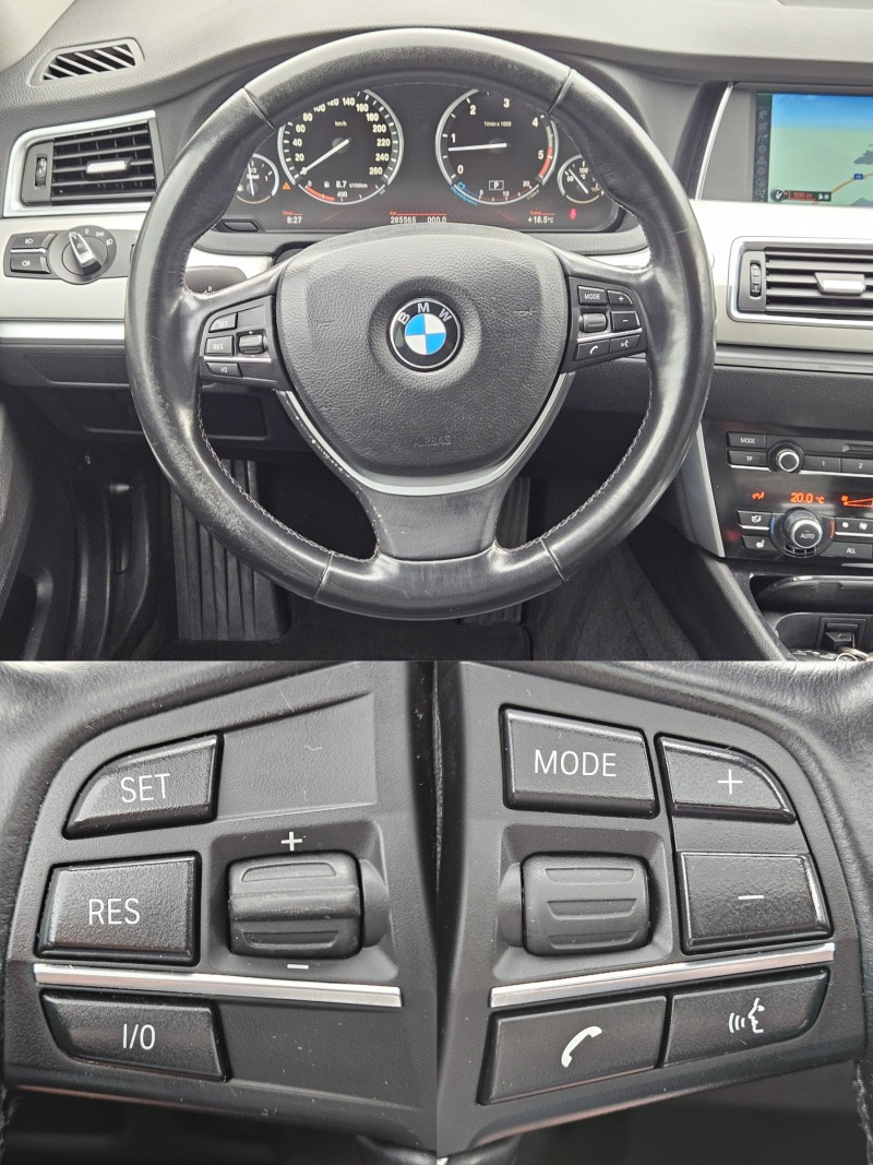 BMW 5 Gran Turismo 3.0D/245k.c/NAVI/LED/КОЖА/EURO 5A/ТОП, снимка 11 - Автомобили и джипове - 46395572