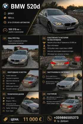 BMW 520 От БМВ, реални километри - 11000 € - 57629747 2