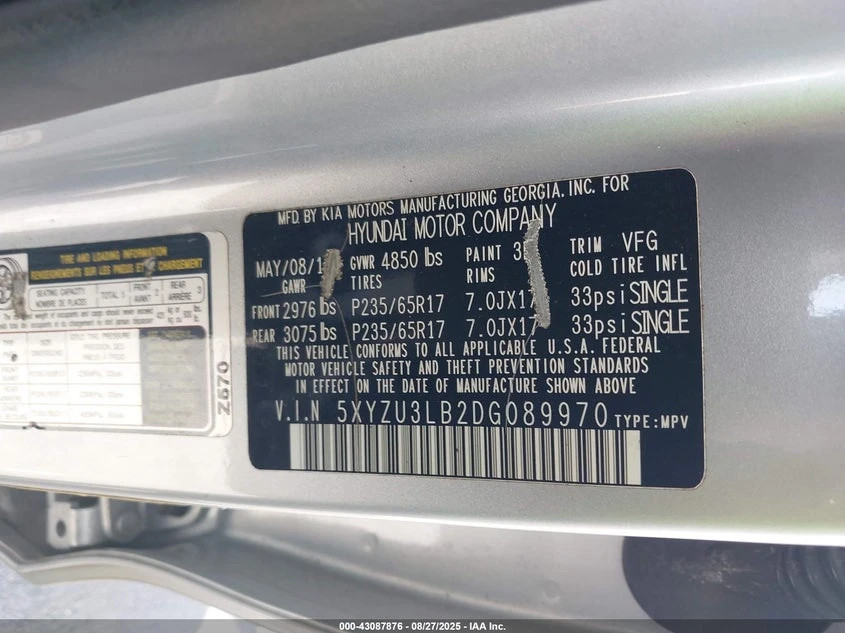 Hyundai Santa fe 2.4L I-4 DI, DOHC, VVT, 190HP Front Wheel Drive, снимка 9 - Автомобили и джипове - 53739399