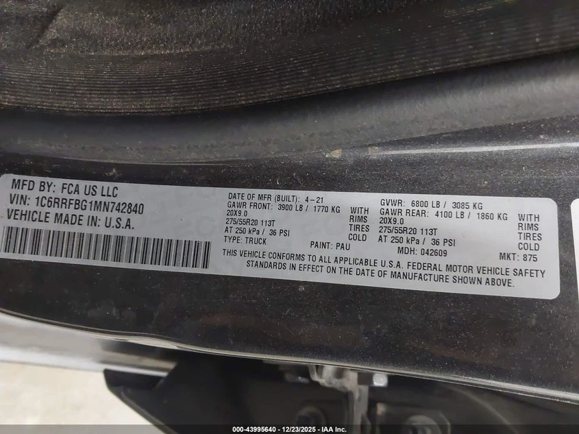 Dodge RAM 1500 3.6l Big Horn 4X4 6'4 Box, снимка 9 - Автомобили и джипове - 54307609