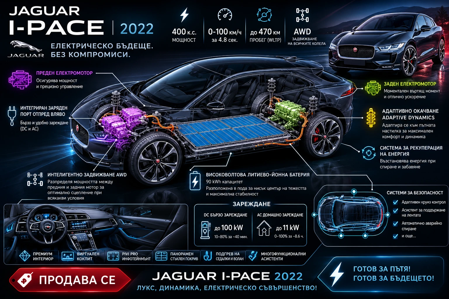 Jaguar I-Pace 90kWh, снимка 17 - Автомобили и джипове - 54731134