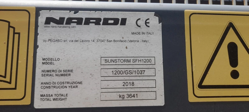 Хедер Nardi , модел SUNSTORM SFH 1200, снимка 2 - Селскостопанска техника - 46845917