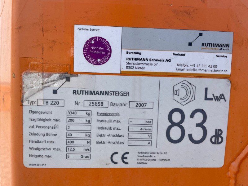 Автовишка Ruthmann 22м ТВ220, снимка 5 - Индустриална техника - 44943662