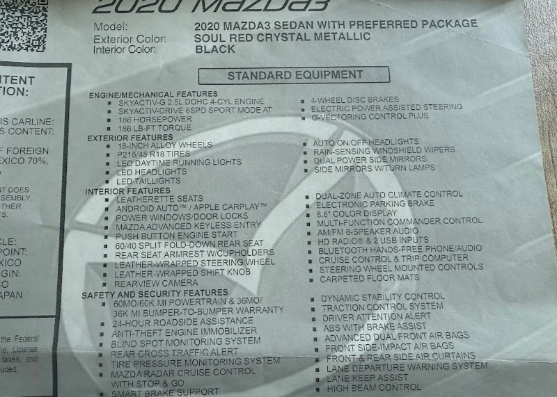 Mazda 3 SKYACTIV-G-2.5LDOHC 4-CYL PREFERRED, снимка 15 - Автомобили и джипове - 52361807