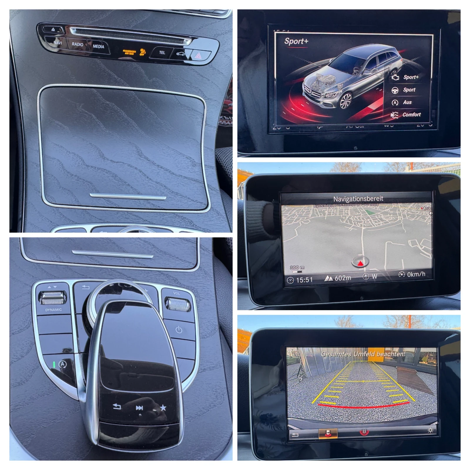 Mercedes-Benz C 220 d/AMG/9G/КАМЕРА/ДИСТРОНИК/ТОП ВИЗИЯ/НОВА///, снимка 15 - Автомобили и джипове - 53821403