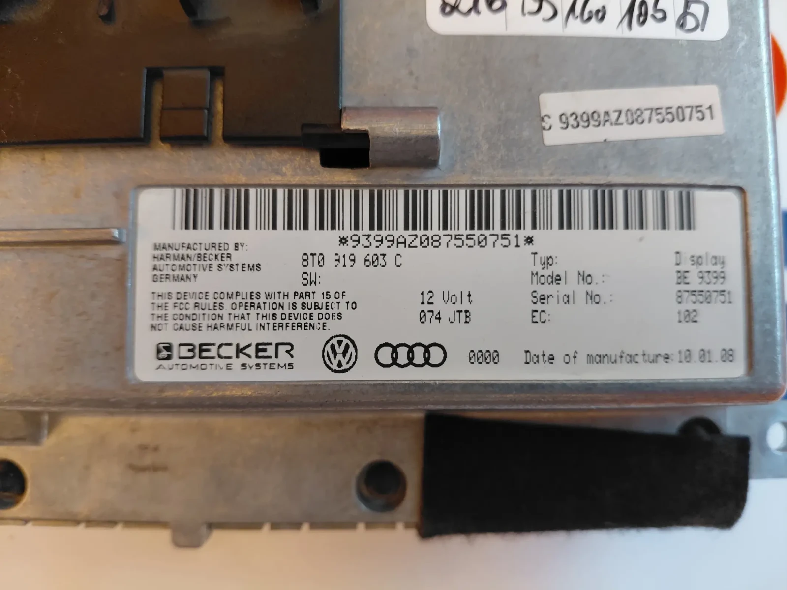 8T0919603C Дисплей навигация  AUDI A4 B8, A5  8T0 919 603 C, снимка 3 - Части - 56105558