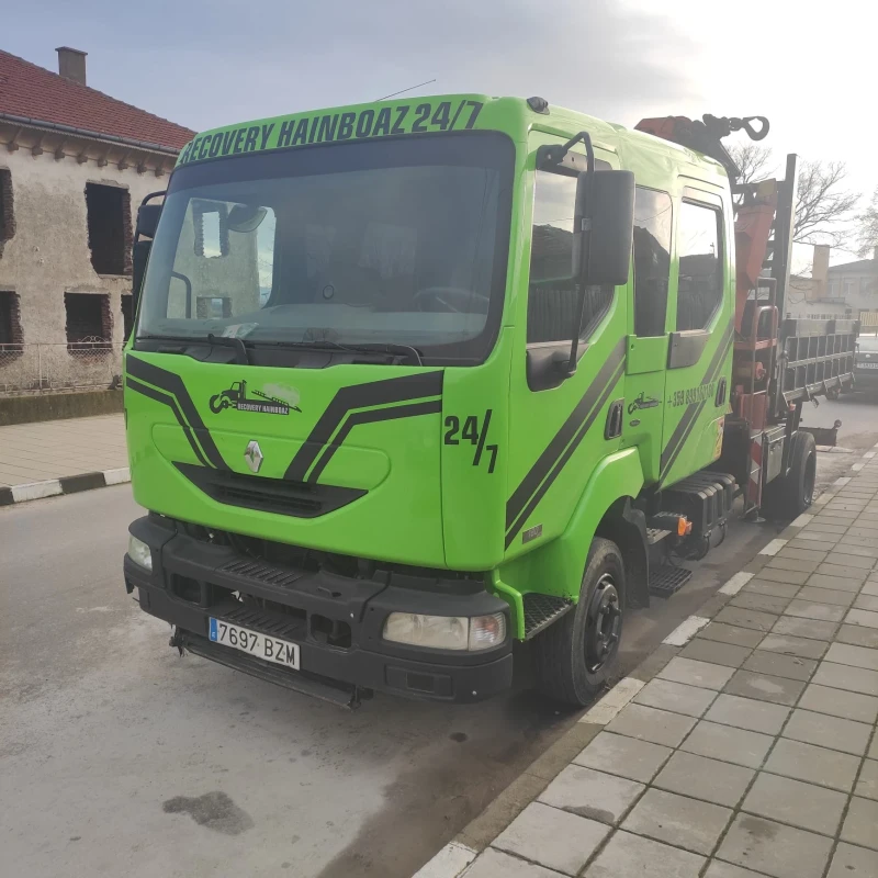 Renault Midlum Дубъл кабина кран тристанен самосфал 6 местен, снимка 3 - Камиони - 53515939