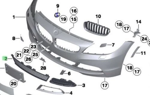 Оригинална предна решетка за броня на BMW Z4 E89 (2009-), код 51117203790, снимка 4 - Части - 43534084