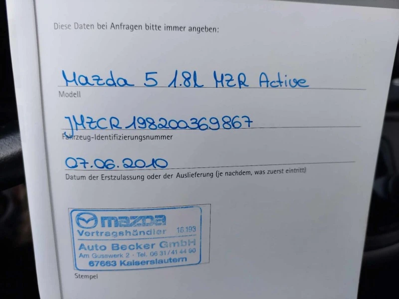 Mazda 5 1,8i 116ps Germany, снимка 17 - Автомобили и джипове - 41584552