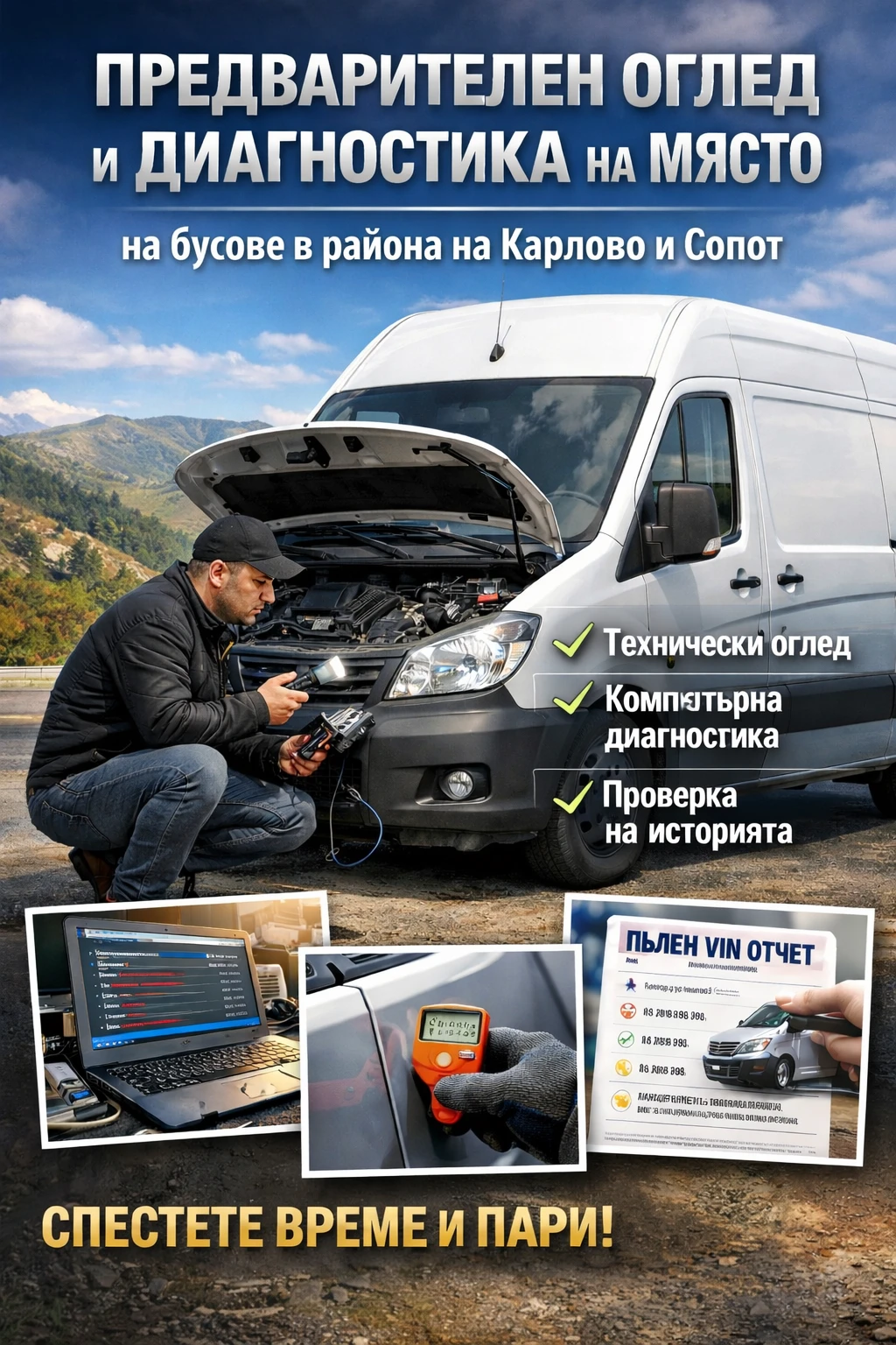 Предварителен оглед и диагностика на бусове в района на Карлово или Сопот, снимка 3 - Сервизни услуги - 54093120