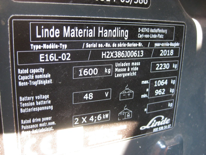 Електрокар Linde Е16L-02 EVO, снимка 6 - Индустриална техника - 48930303