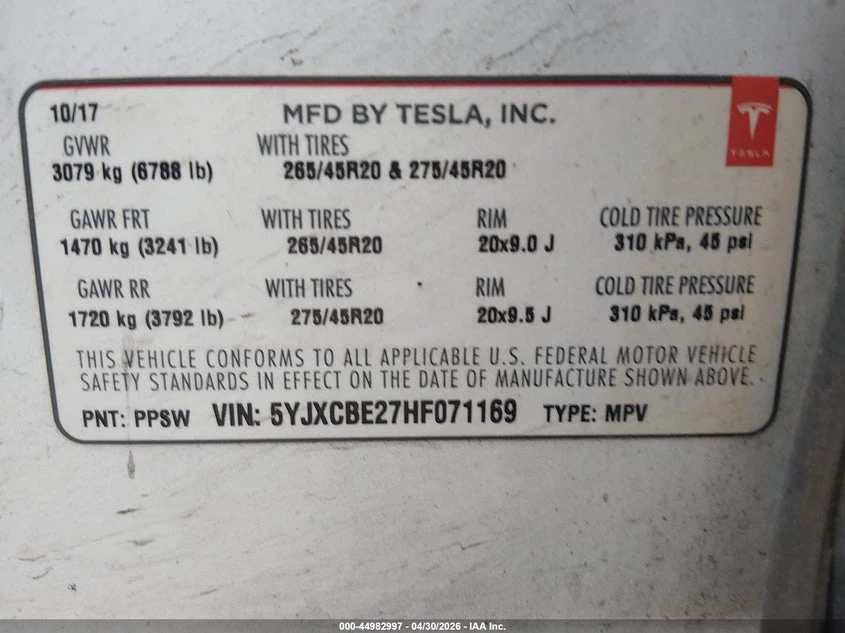 Tesla Model X 100D/75D/90D, снимка 9 - Автомобили и джипове - 56525930
