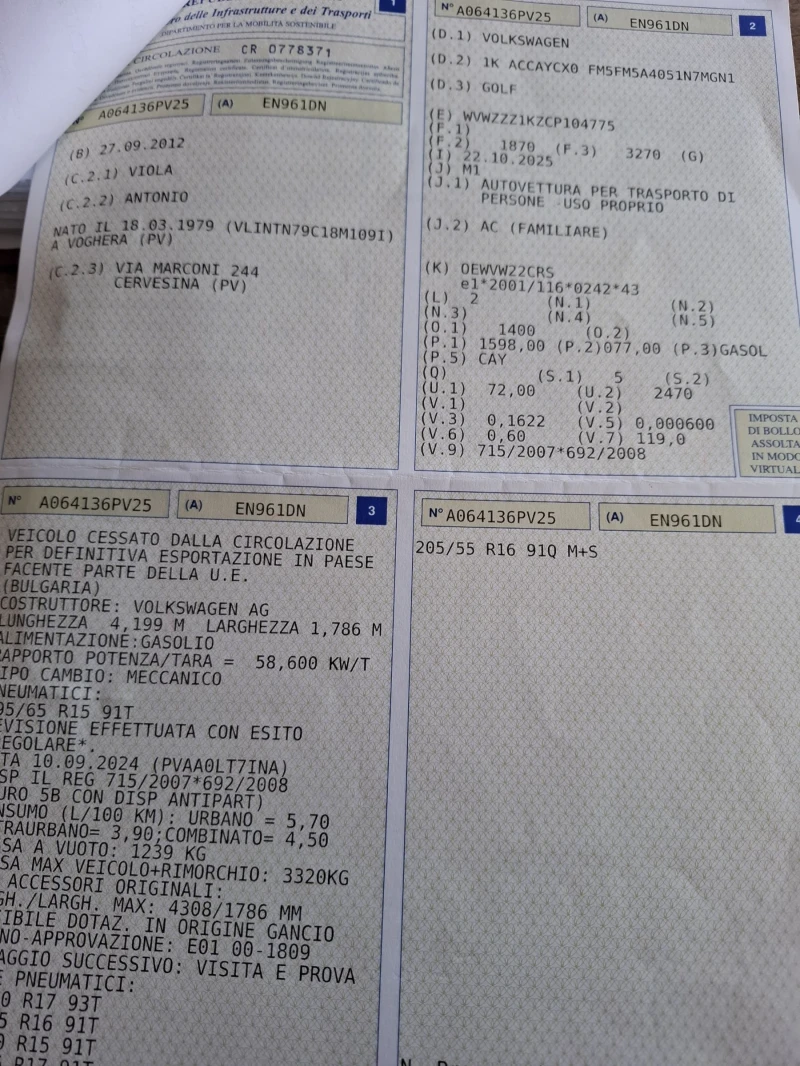 VW Golf 1, 6TDI-105ps-Euro5 180000km!!!-Сервизни документи, снимка 15 - Автомобили и джипове - 52381029