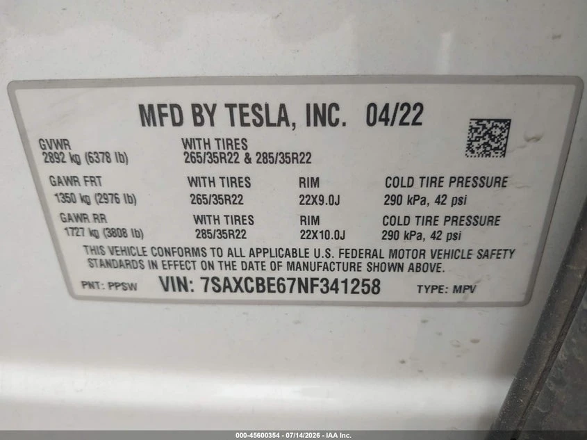 Tesla Model X Plaid Tri Motor All-Wheel Drive, снимка 9 - Автомобили и джипове - 55893612