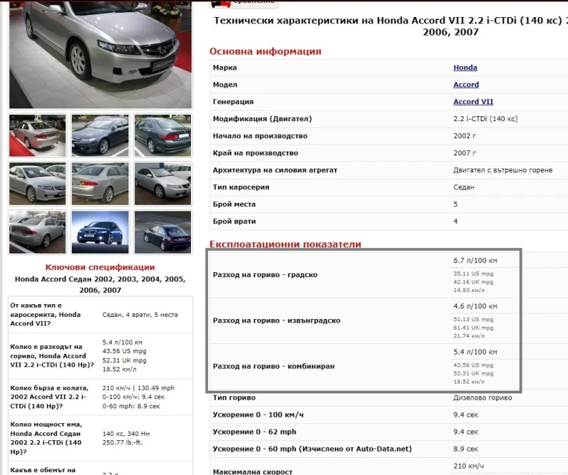 Honda Accord 2.2 I-CTDI EURO4, снимка 10 - Автомобили и джипове - 49271681